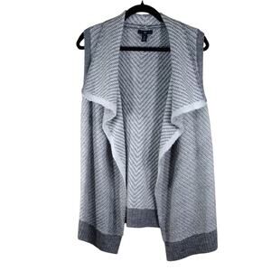 Gap White Heather Gray Wool Sleeveless Women's Fall Cozy Sweater Shawl Long Vest